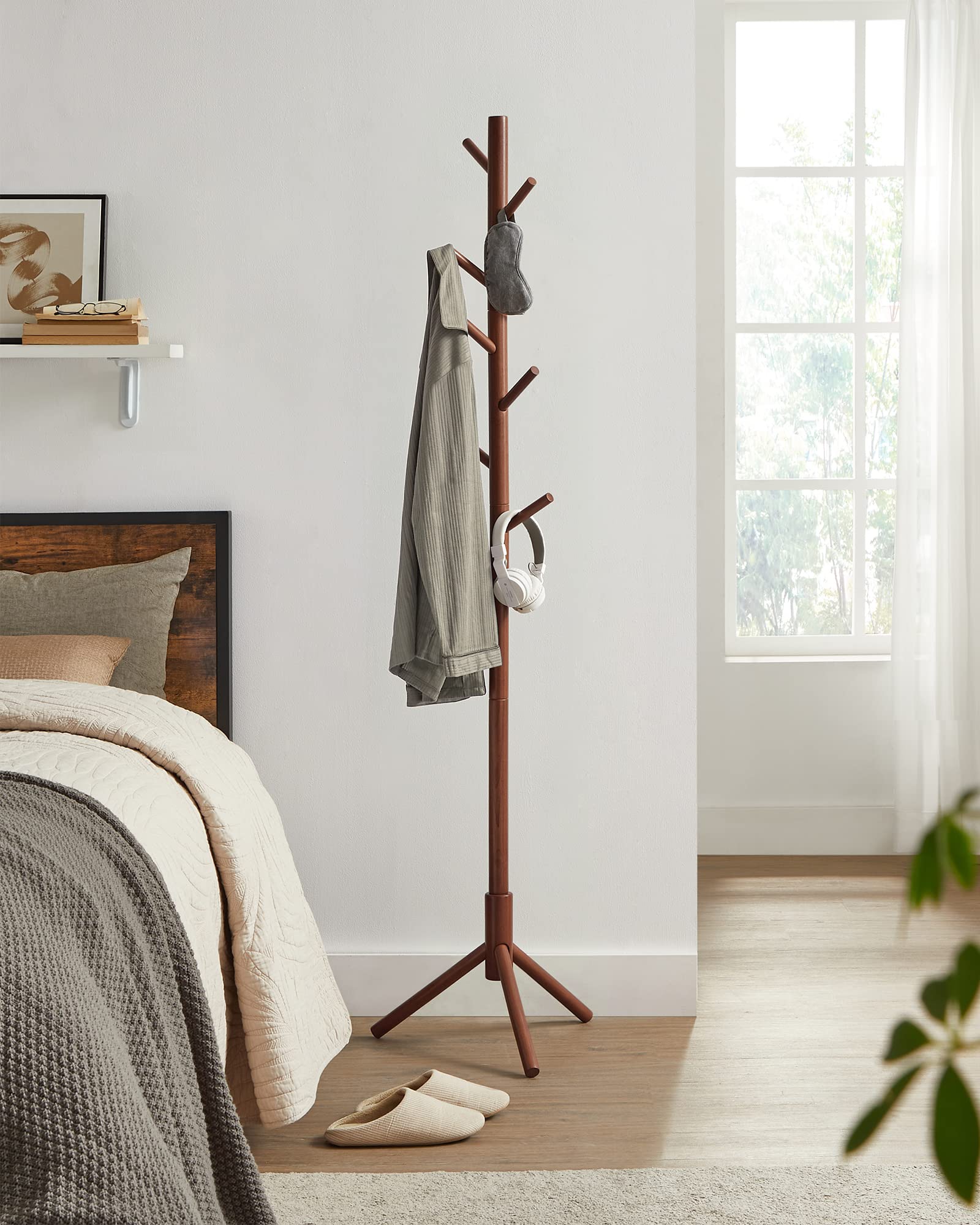 VASAGLE Solid Wood Coat Rack, Free Standing Coat Rack, TreeShaped Coat