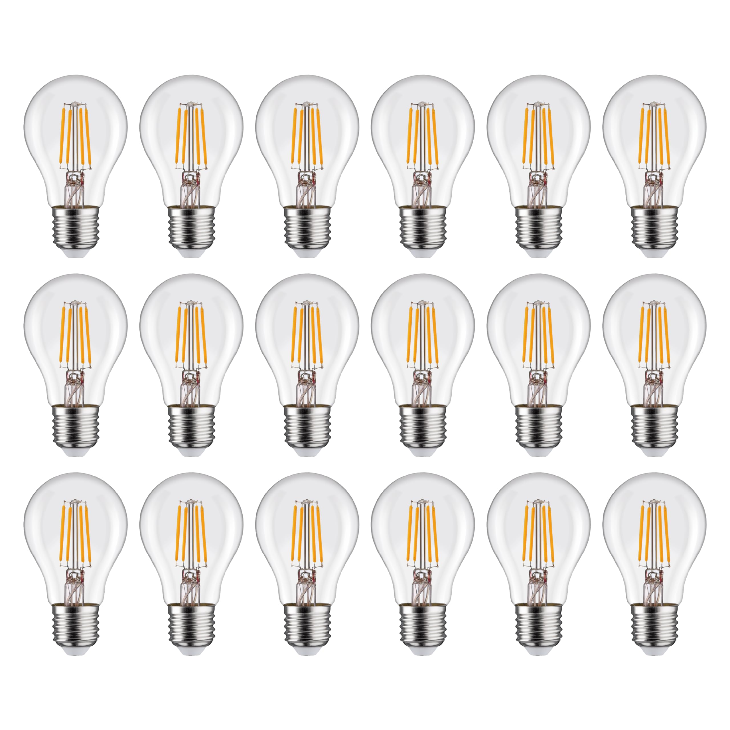 LEXMAN - 18er-Set LED-Lampen - 18 x LED Glühbirnen E27-806 LM - 5,9W entsprechend 60W - Ø 60 mm - 2700K - Warmweiß