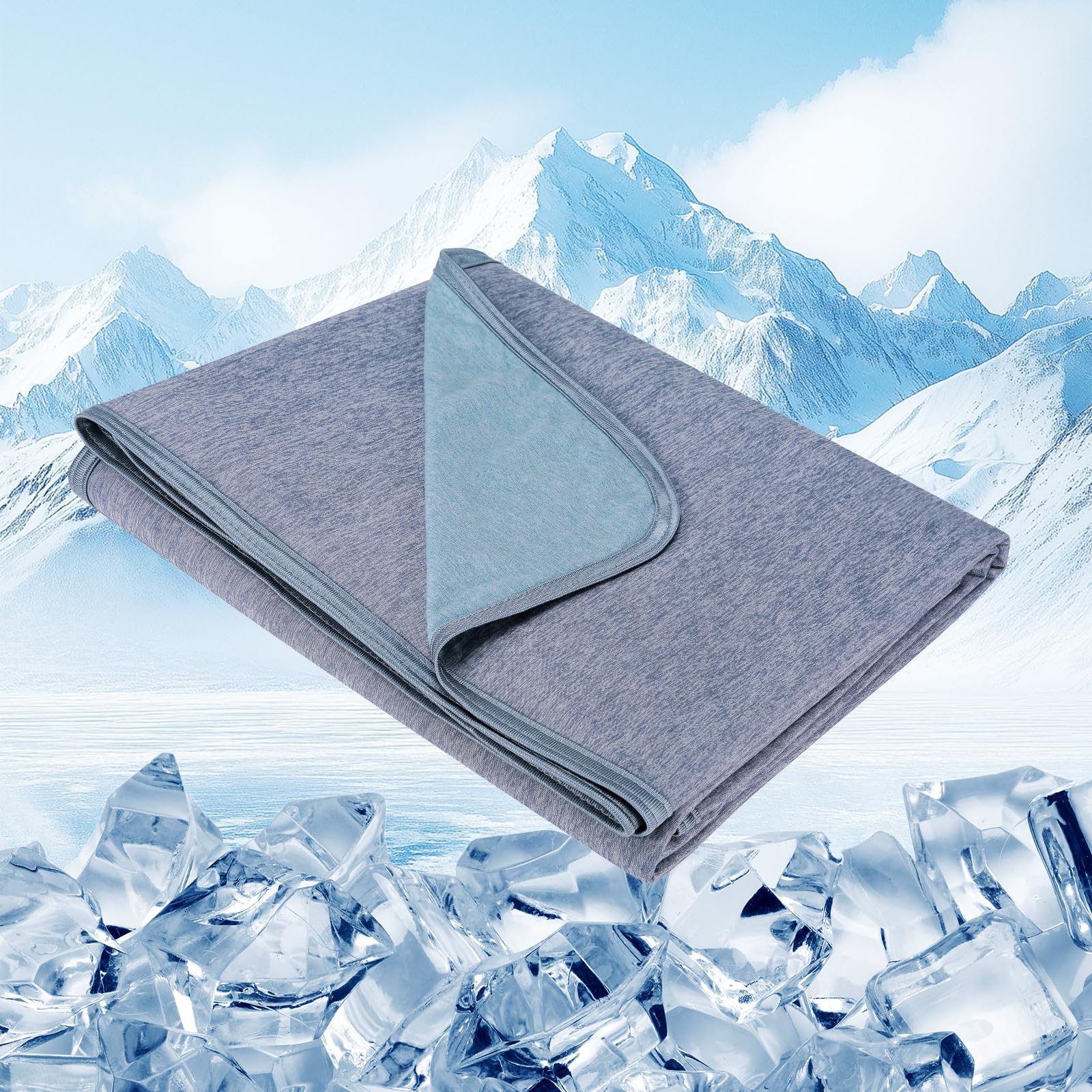 Coperta di Estiva Rinfrescante, Q-Max>0,45 Summer Cooling Blanket in Fibra Fresca per Letto Singolo Viaggio Adulto Bambini, Traspirante, Leggero, Matrimoniale, 130x170 cm, Blu