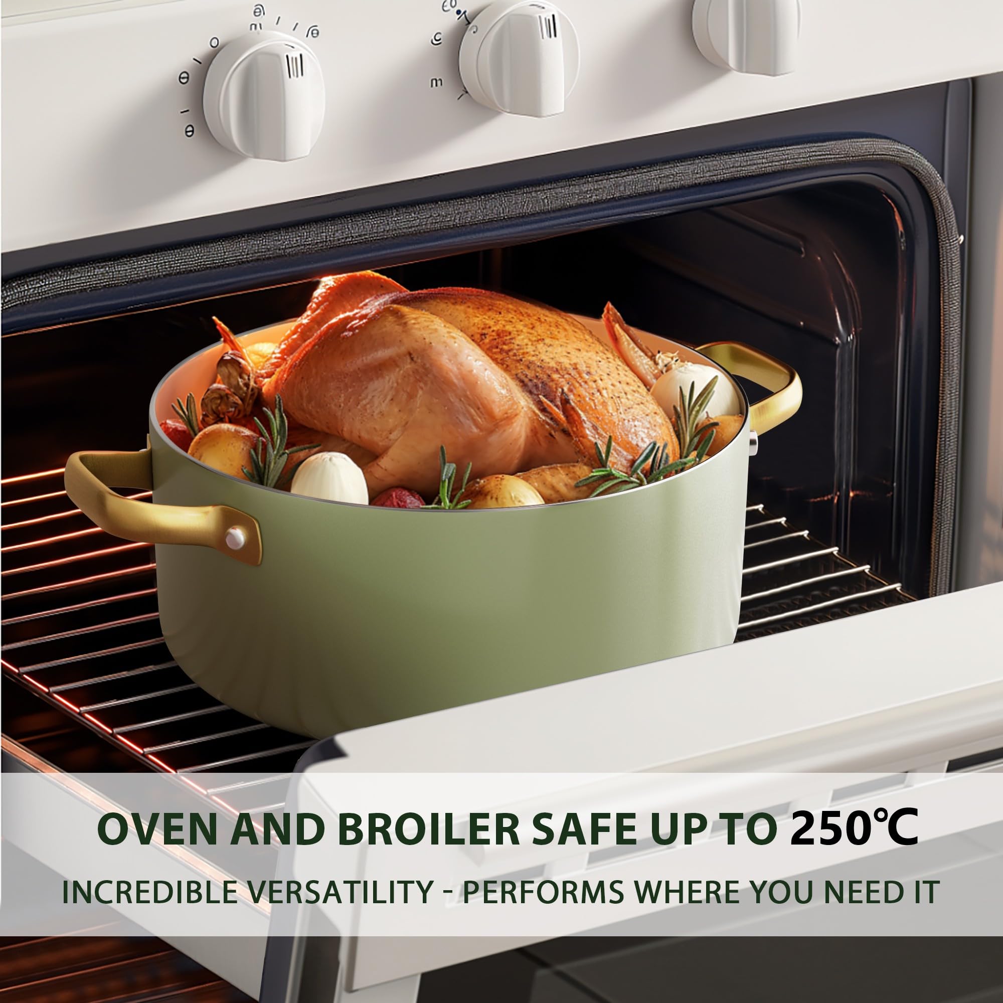 RIOVARM Inductie potten en pannen set met deksels, keramische antiaanbaklaag kookgerei set, keuken essentials set met kookaccessoires set, braadpan, kookpot, sauteuse, sauspan, spatel