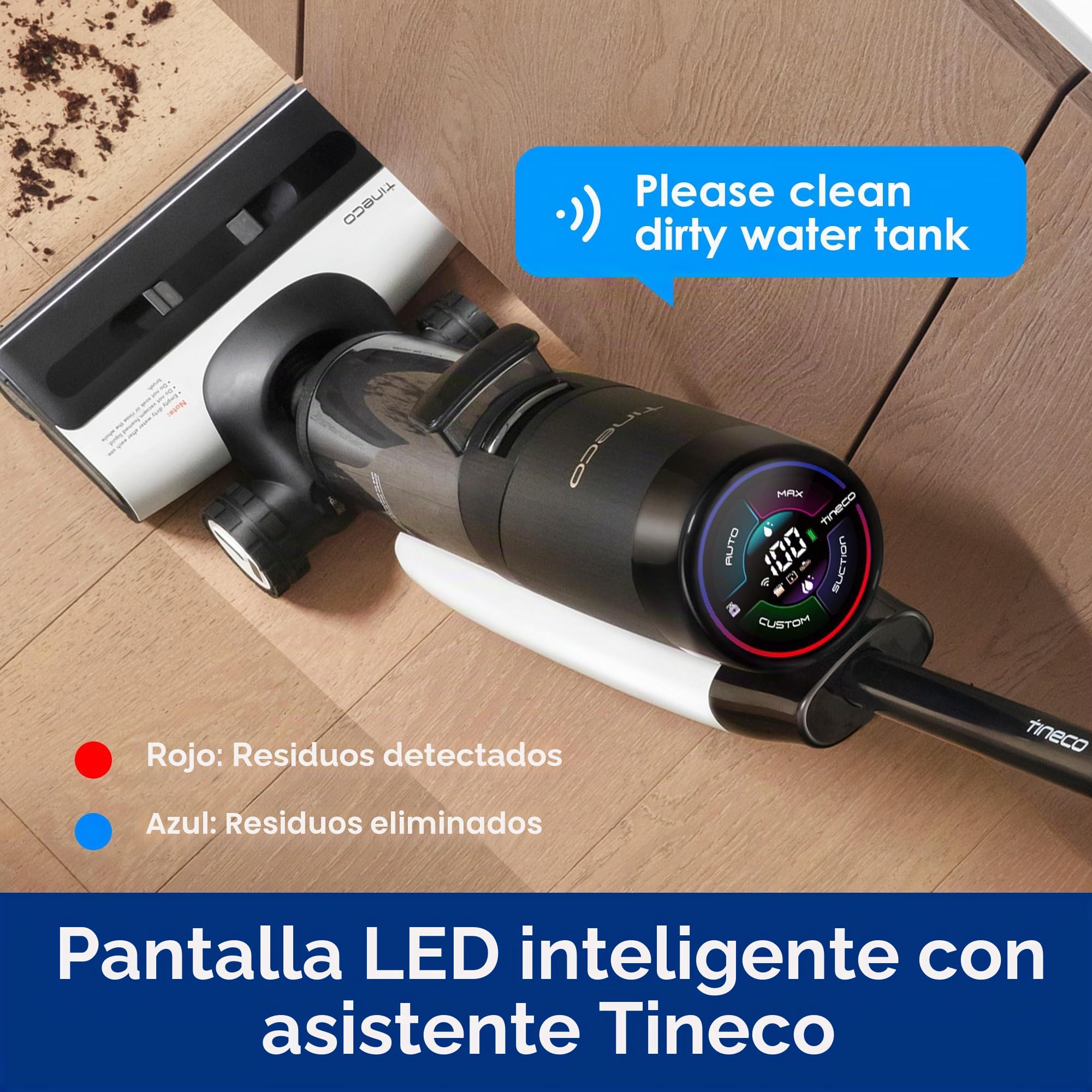 Tineco Floor One S7 Pro - Aspirador en seco y húmedo inalámbrico (40 min, Secado centrífugo, Doble Cara, reconocimiento Inteligente, duración de batería Triple, autolimpieza para Pelo de Animales)