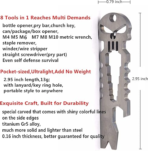 Miniatura 2 de BANG TI Barra de palanca EDC de titanio con función de abrebotellas (PunisherPB)
