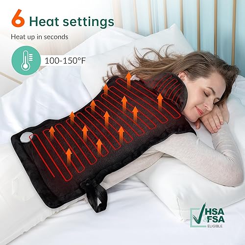 Miniatura 3 de Almohadilla térmica para aliviar el dolor de espalda, almohadilla térmica eléctrica grande Snailax para cuello y hombros, calambres (elegible para