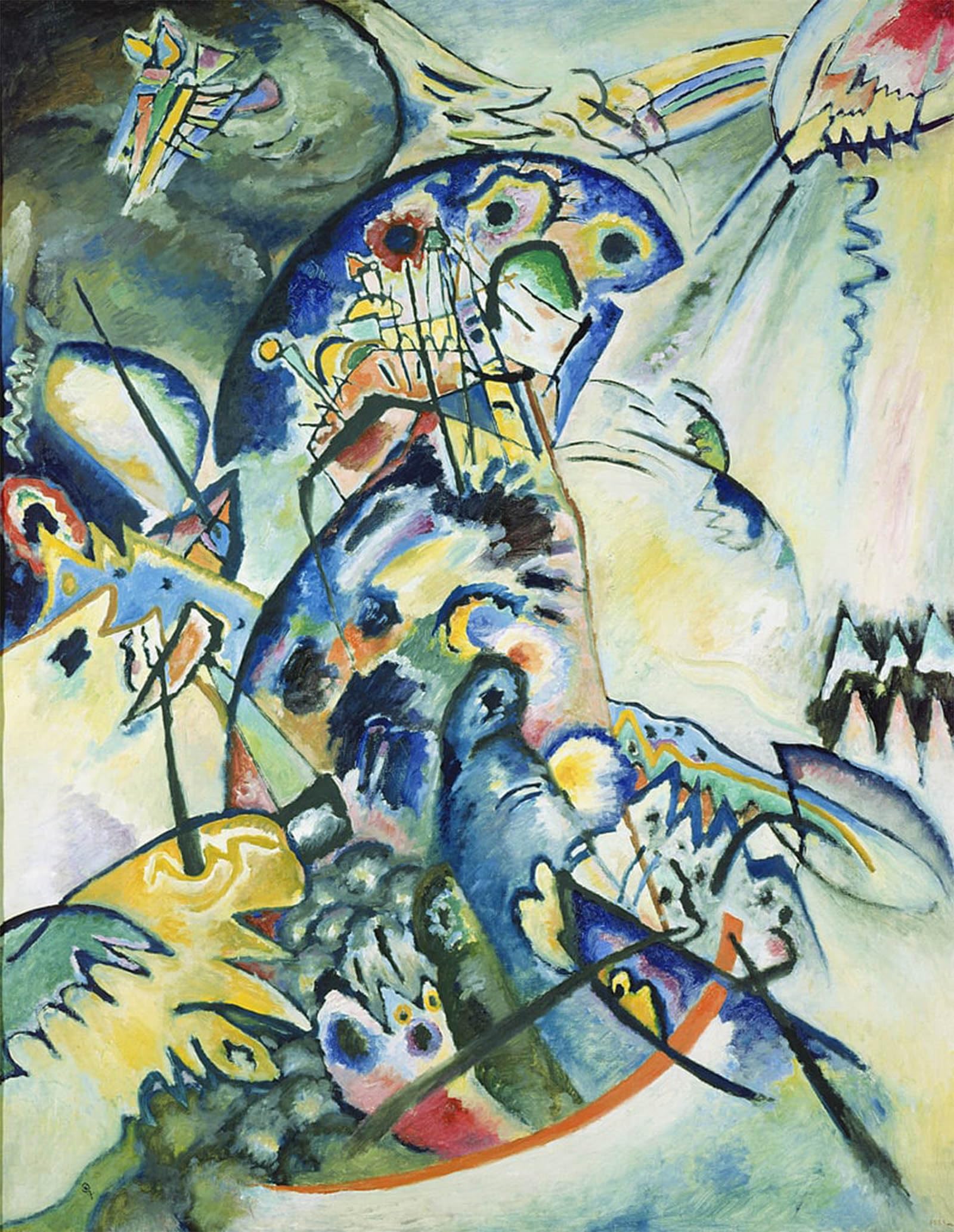 ARTXLXXBN Famous Painting Art Wall Decor Abstract Art Picture Blue Comb by Wassily Kandinsky Animal Pictures for Home Decor 60x90cm