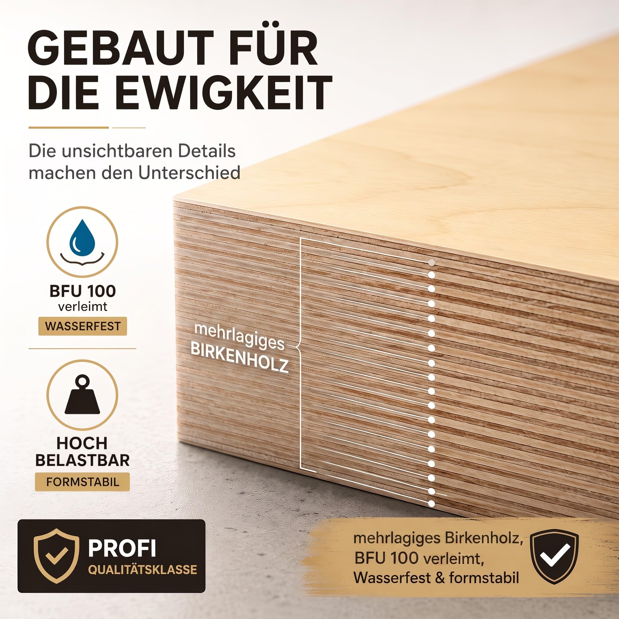 AUPROTEC 70x40 cm Multiplex Holzplatte aus Birke | BB/BB Qualität | 27mm