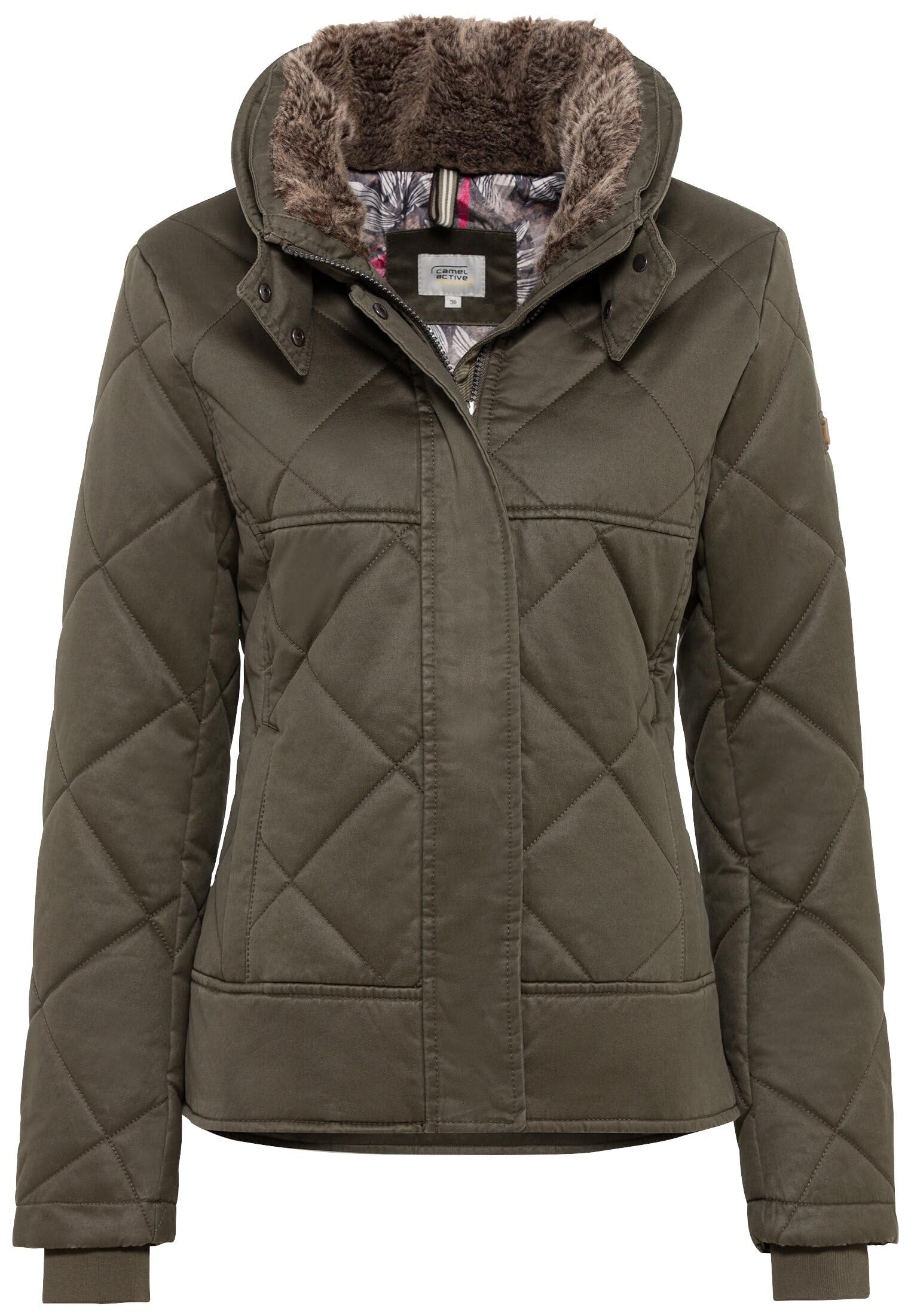 camel active Women's kurze Carbon Jacke BLOUSON, Dunkelgrün,