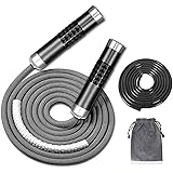 Redify Weighted Jump Rope for Workout Fitness(1LB), Tangle-Free Ball Bearing Rapid Speed Skipping Rope for MMA Boxing Weight-loss,Aluminum Handle Adjustable Length 9MM Fabric Cotton+9MM Solid PVC Rope