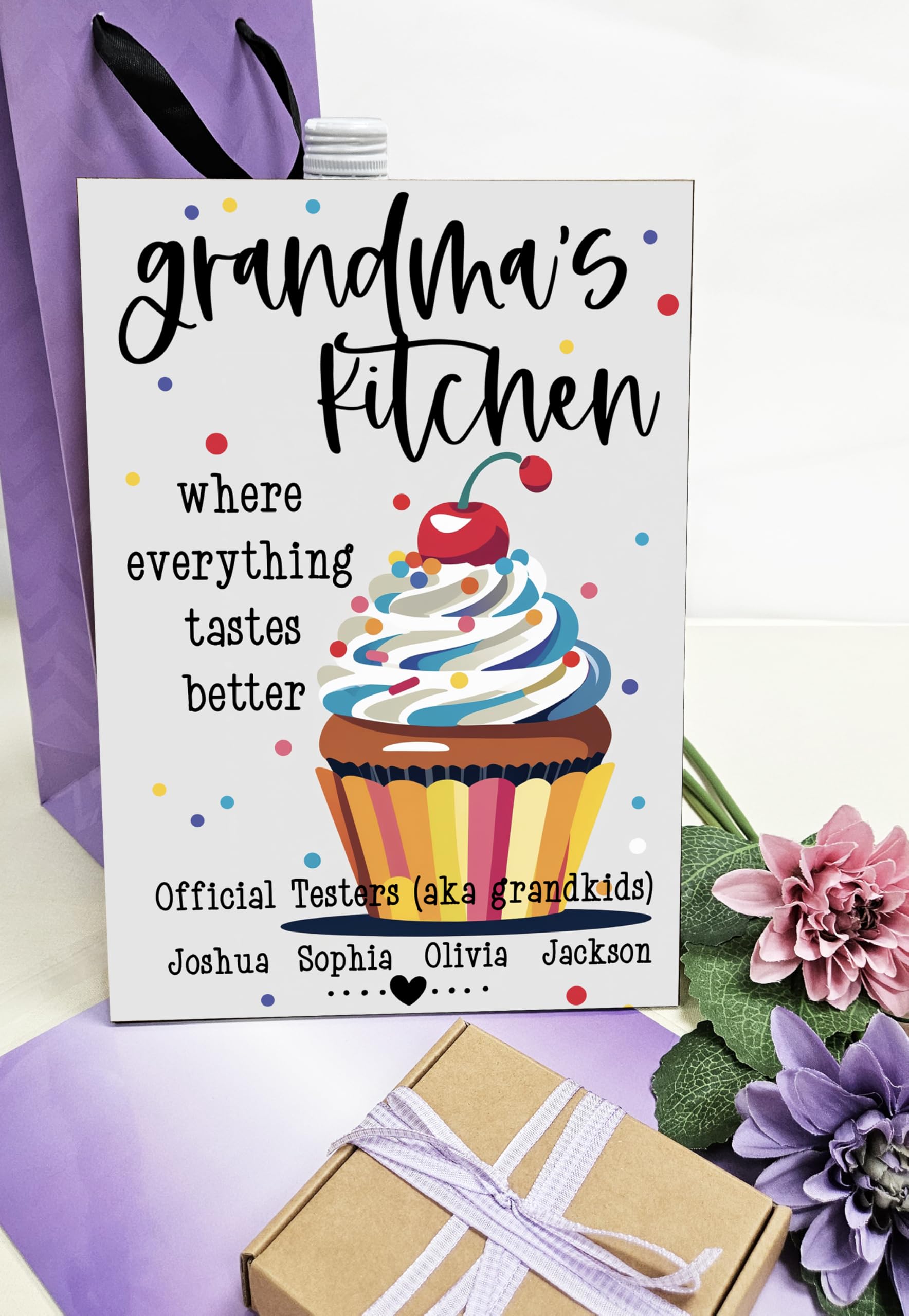 Personalised Photo Gift A4 Wooden Wall Art Mother's Day Customised Print for Grandma Nan Gift, Grandma's Kitchen - Image 3