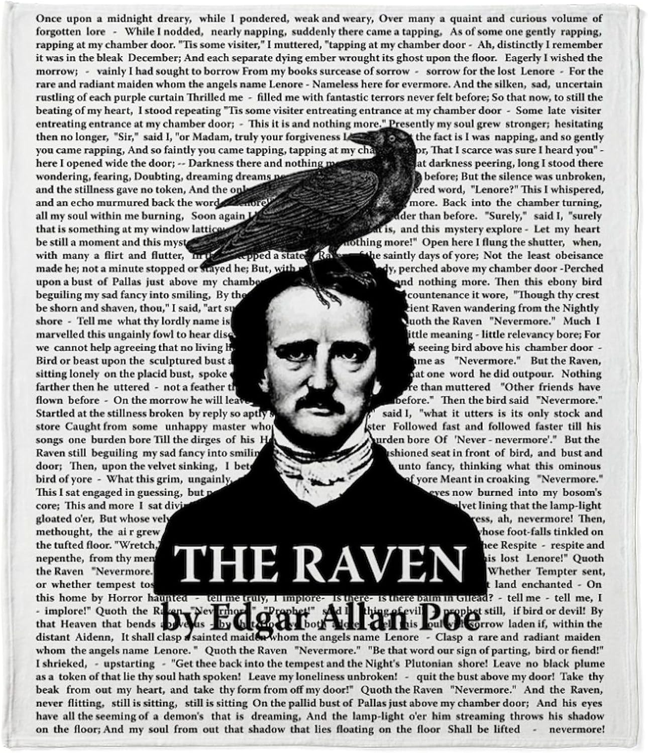 CafePress The Raven by Edgar Allan Poe Throw Blanket Super Soft Fleece Plush Throw Blanket, 60"x50"