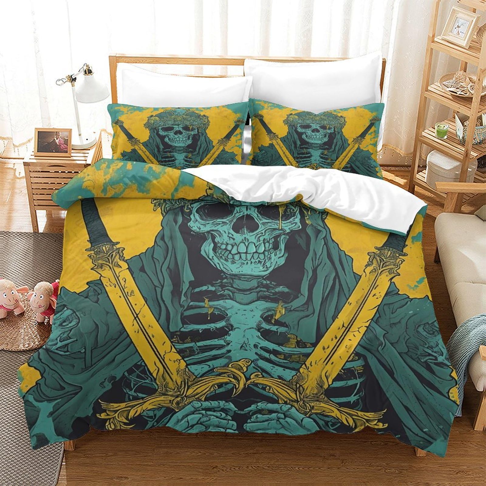 Qpirinmex Boys Heavy Metal Bedding Duvet Cover With Zipper Closure Soft Microfiber Quilt Cover And Girls King（220X240cm）