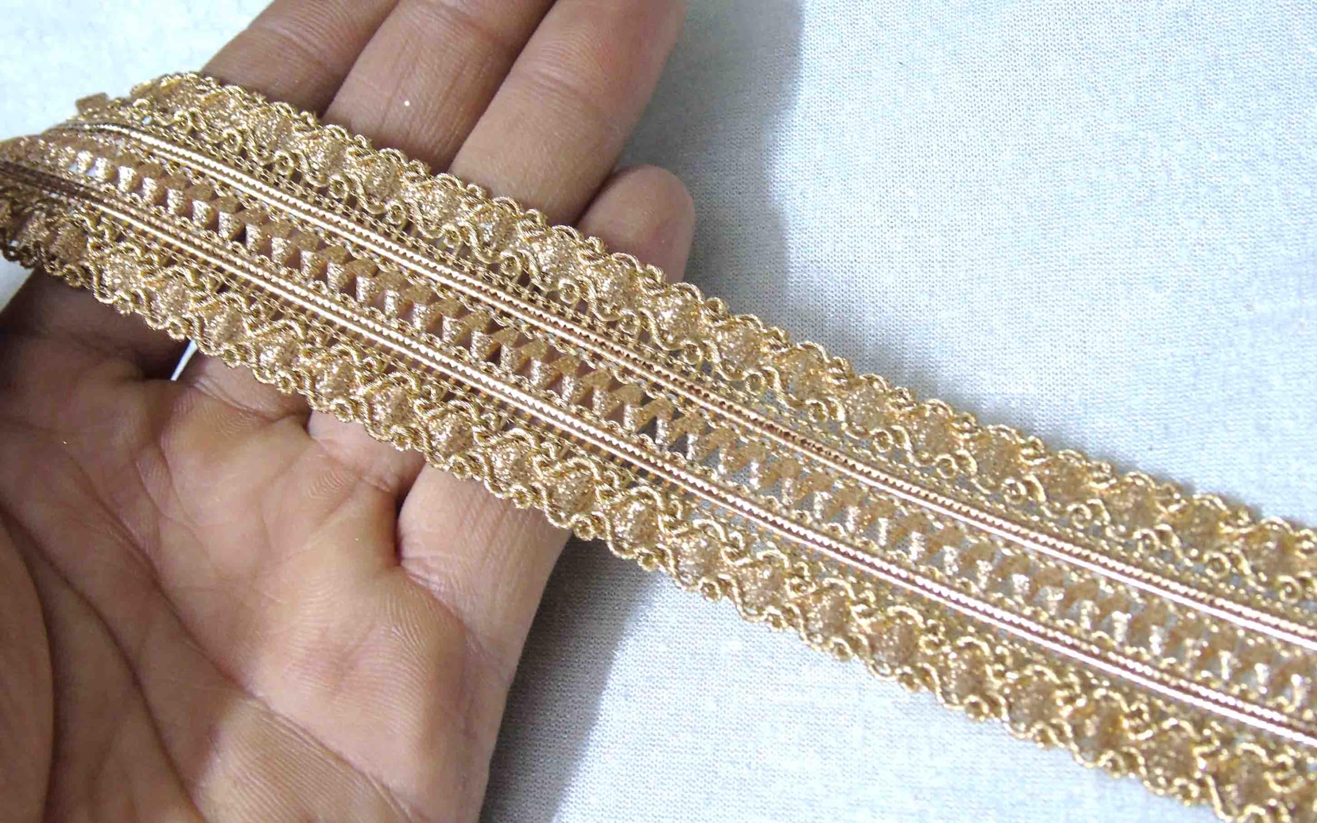Strala Golden Color Laces for Dresses, Sarees, Lehenga, Suits, Bags,  Decorations, Borders, Crafts and Home Dcor,Blouse (9mtr) Design-211  (Premium ...