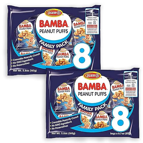 Bamba Peanut Snacks para toda la familia Bocadillos de maní totalmente naturales 2 paquetes familiares paquete de 16 bolsas de 07 onzas Bocadillos