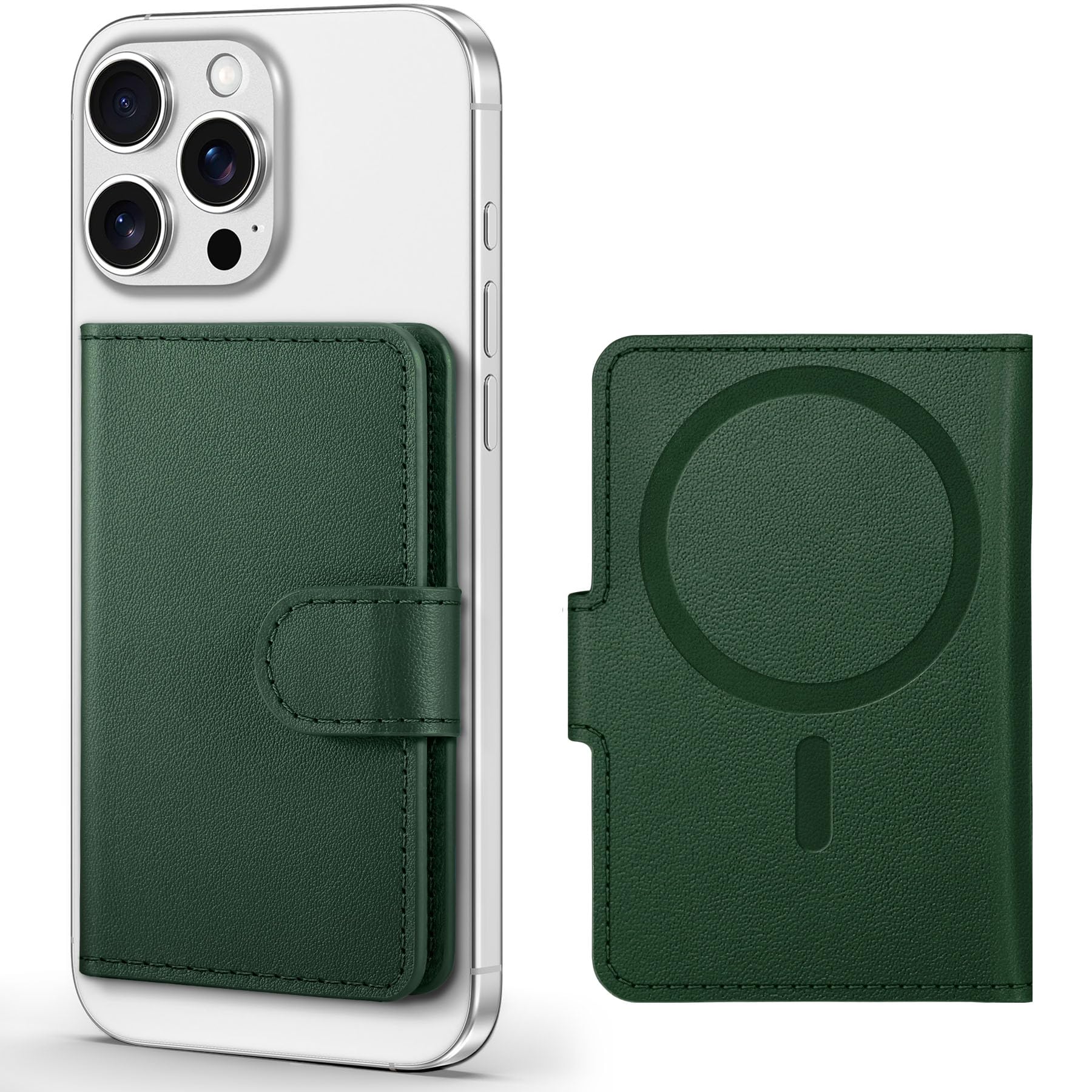 SHIELDON for Mag Safe Wallet Genuine Leather Strong Magnetic Card Holder, Slim RFID Blocking 6 Card Slots with ID Window Compatible with iPhone 17/16/