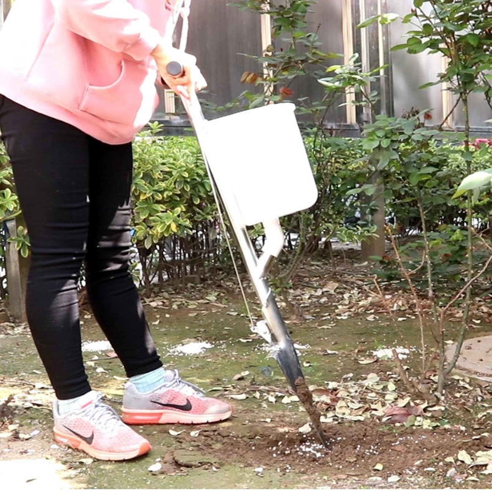 Strumenti di Fertilizzazione Seminatrice Manuale Attrezzi da Giardino Trapiantatrice per Semenzale,Acciaio Inossidabile,Doppia Maniglia