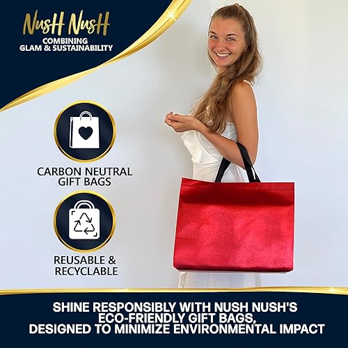 Miniatura 5 de Nush Nush Bolsas de regalo rojas tamaño XL  Juego de 12 bolsas de regalo rojas extragrandes reutilizables con asas  perfectas como bolsas de regalo