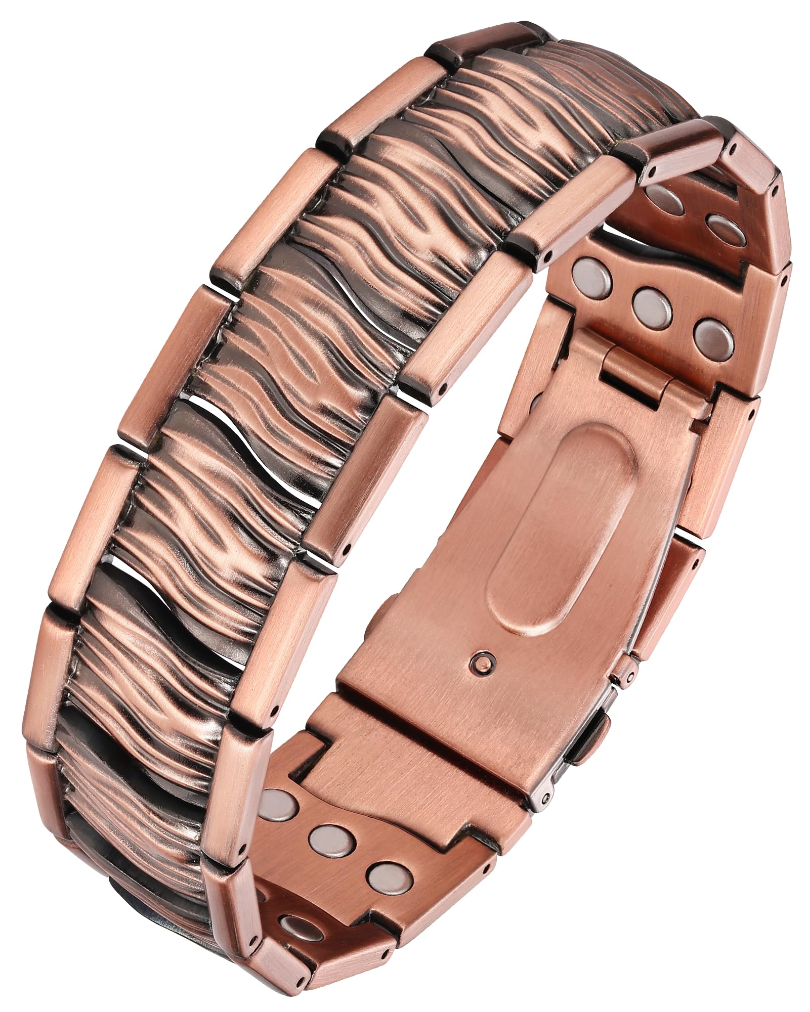 Feraco Pure Copper Magnetic Bracelet for Men,3X Strength Magnets Jewelry
