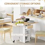 HOMCOM Folding Dining Table with Drawer and Storage Shelves, Space Saving Drop Leaf Table for Kitchen, Dining Room, Living Room, Oak