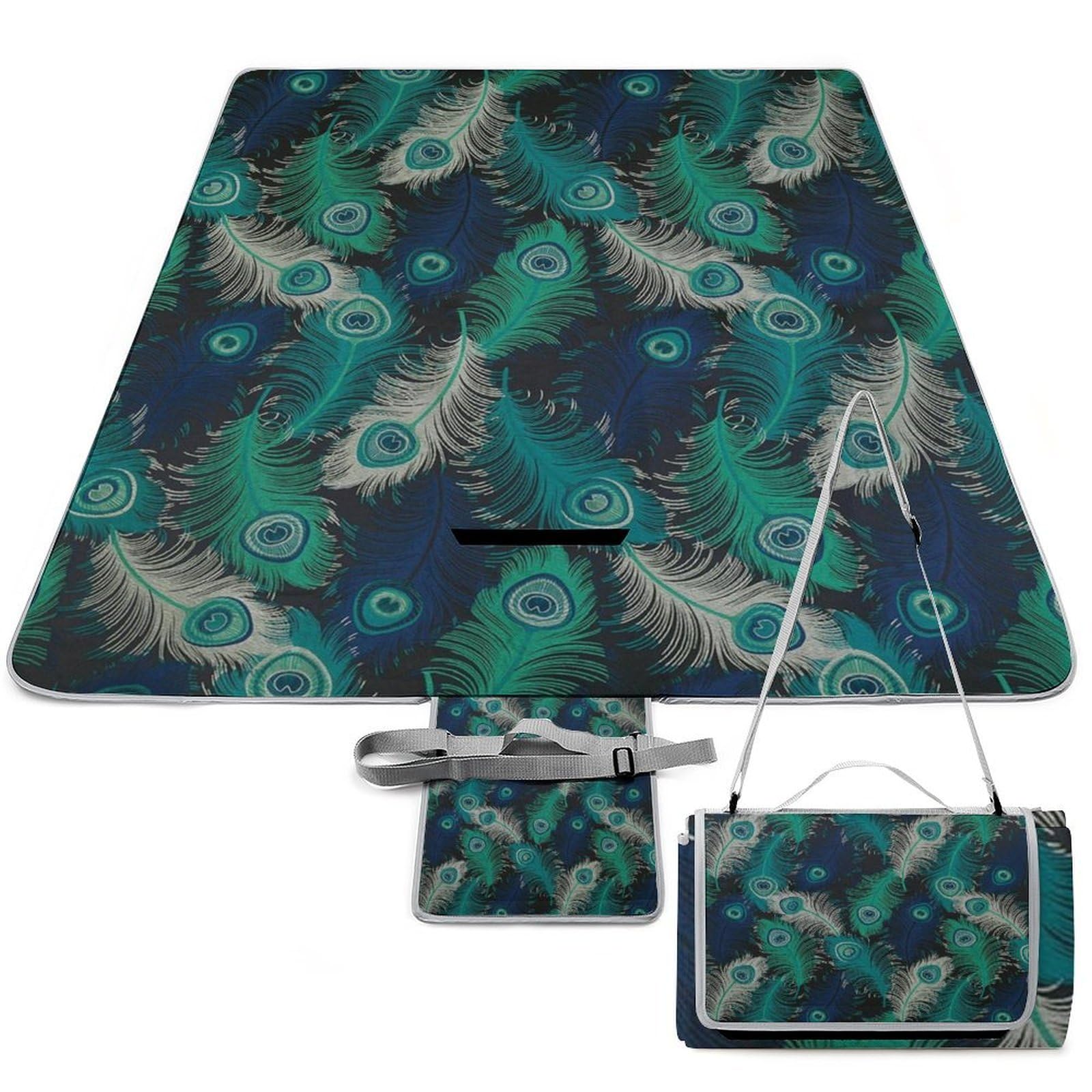 Couverture de pique-nique paon 148x148 cm imperméable et pliable