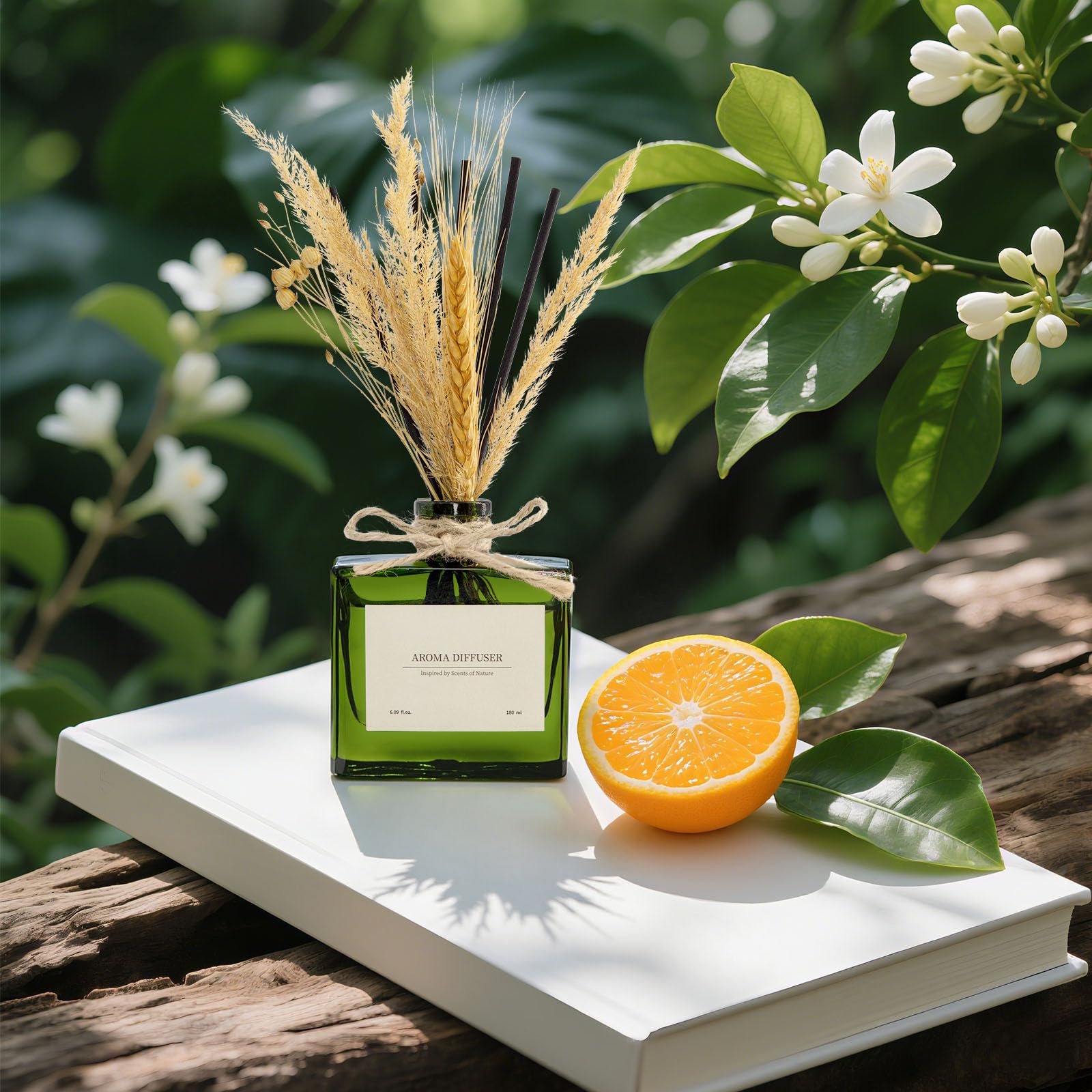 Blume Raumduft Diffuser für 120 Tage Büro,Aroma Diffuser Zitrus Duft mit 7 Duftstäbchen,Natürlich Langanhaltend Lufterfrischer für die Schlafzimmer, Raumdüfte für dekorative Wohnaccessoires