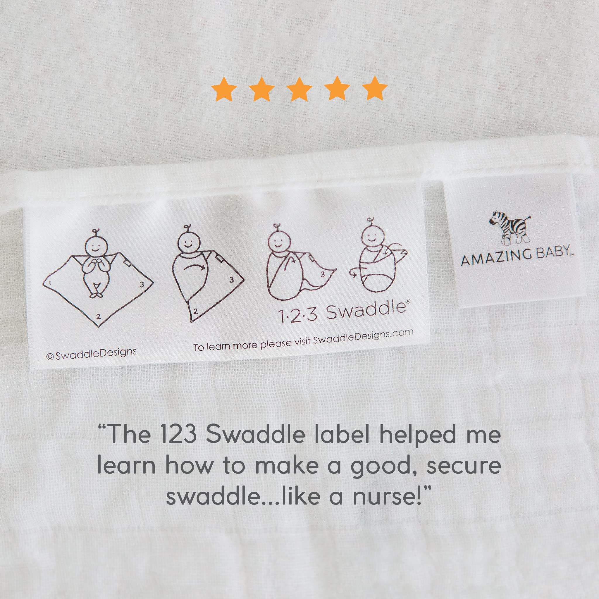 Amazing Baby by Swaddledesigns, Manta de Muselina Para Bebé, Algodón Prémium, Pluma Pequeña, Gris y Negro Suave