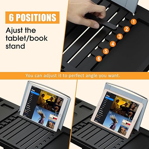 Miniatura 3 de Artmalle Bandeja de bañera para bañera  Bandeja organizadora ajustable de bambú para baño, bandeja plegable de lujo con soporte para libros para spa