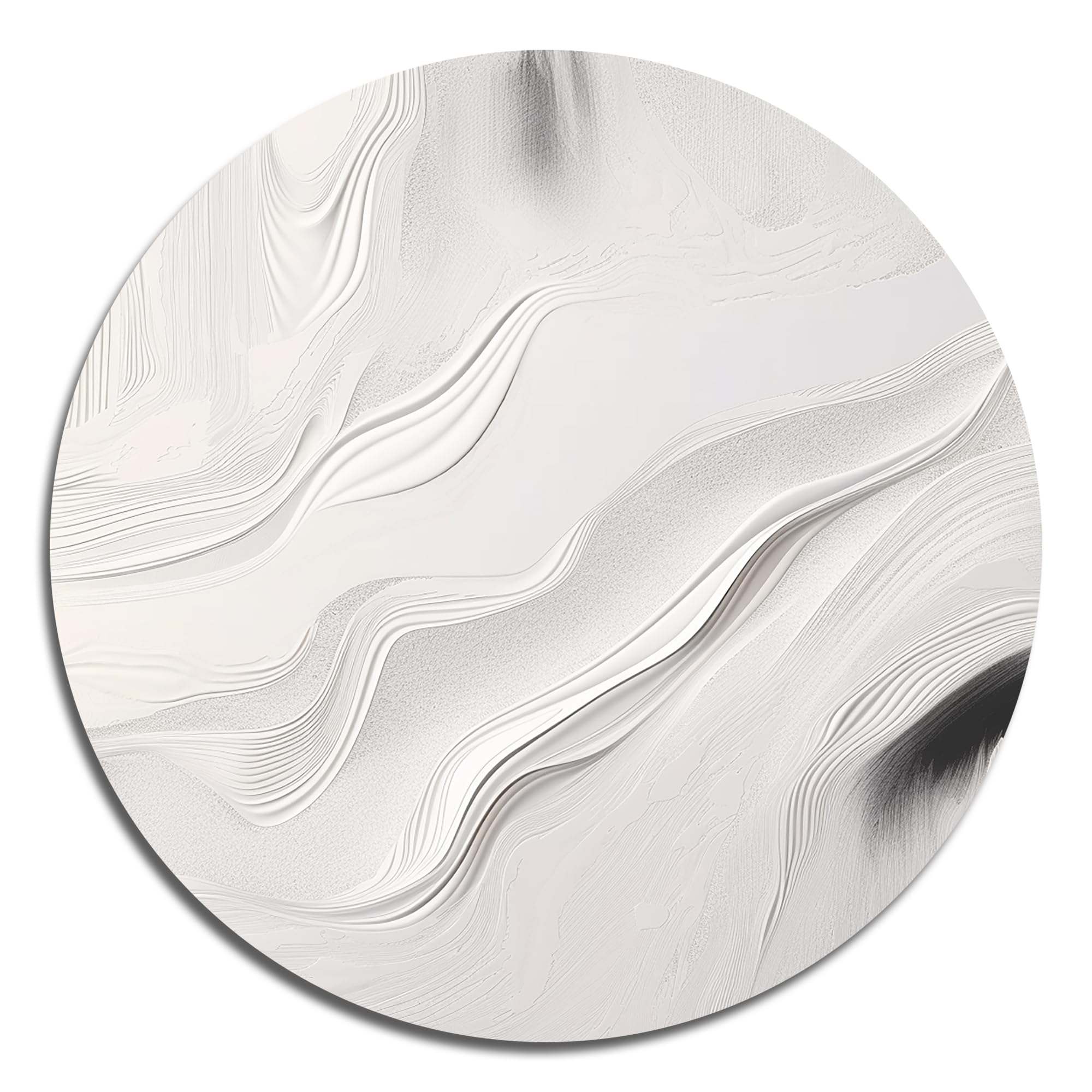DesignQ Metal Art Wall Decor Ripples of Stone White and Grey V - Wall Art For Living Room, Wall Art Bedroom, Dining Room Wall Decor