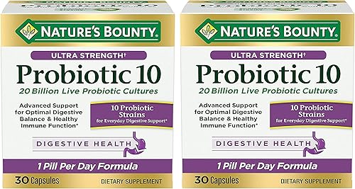 Miniatura 9 de Natures Bounty Probiótico 10 suplemento probiótico diario ultra fuerte apoyo para la salud digestiva inmune y respiratoria superior 1 paquete 30