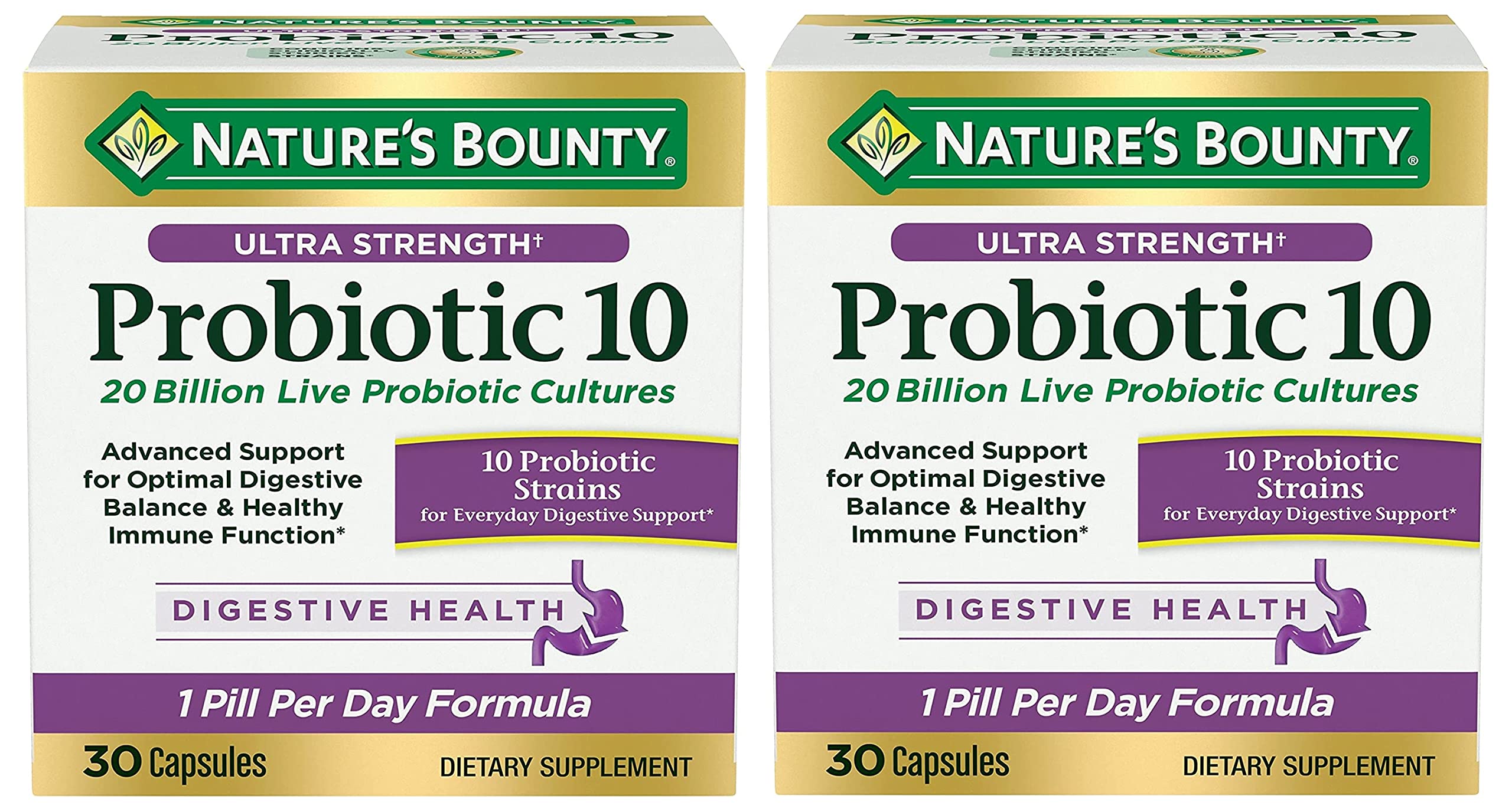 Ultra Strength Probiotic 10 Twin Pack, Immune and Upper Respiratory Health, 30 Count (Pack of 2)