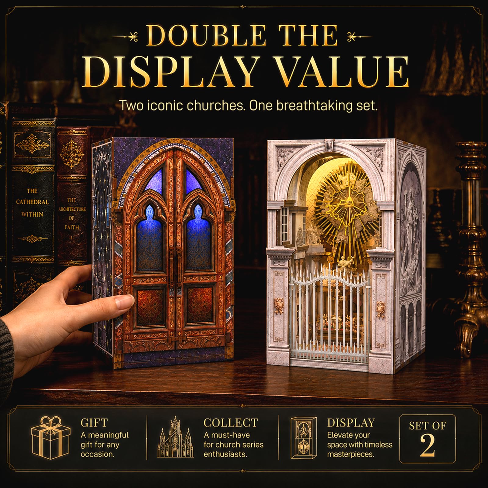 MiniCity Book Nook Kit fai da te per adulti, puzzle in legno 3D, per casa delle bambole in miniatura, decorazione per libreria, regalo creativo