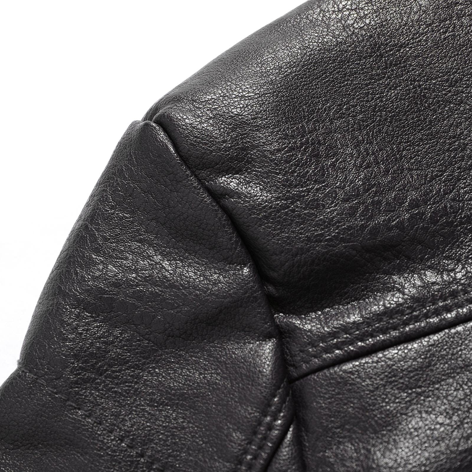 Giubbotto in pelle da uomo, parka lunga, invernale, caldo e vellutato, retro in finta pelle, taglia grande, giacca in pelle e moto, foderata, impermeabile