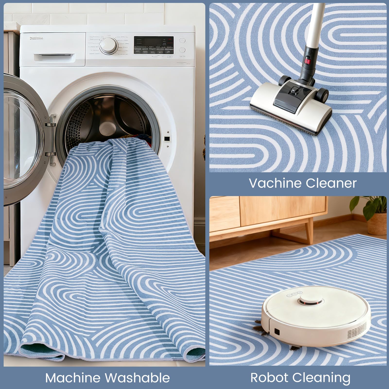 Puremy Tapis de salon, 160 x 220 cm, motif damier, lavable et antidérapant, impression plat, design ultra fin, convient pour chambre à coucher, chambre d'enfant, salon, salle de bain, marron