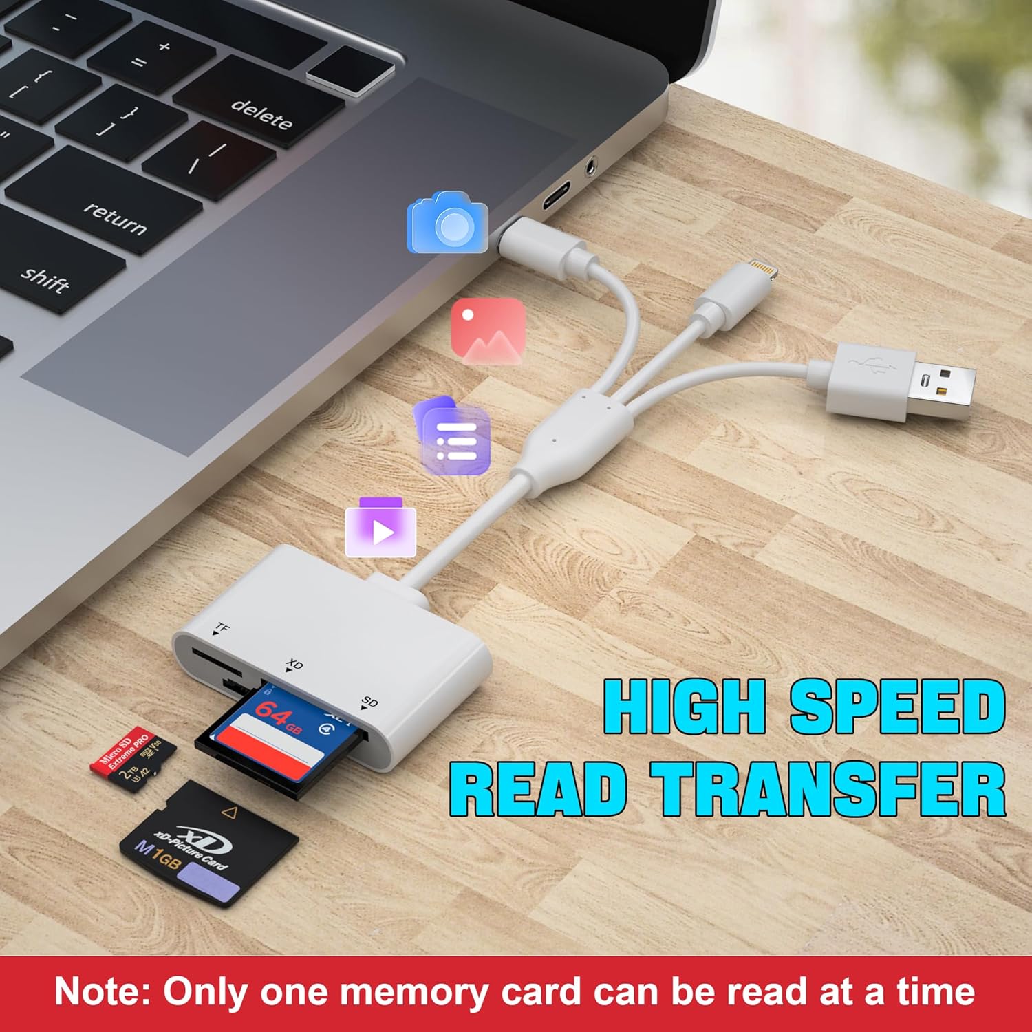 XD Card Reader, SD Card Reader for iPhone with USB-C&Lightning, 3 in 1 SD/MicroSD/xD-Picture Card Adapter, Lightning+USB A+USB C XD Card Adapter for iPhone 16/15/14/13/iPad/PC/Android