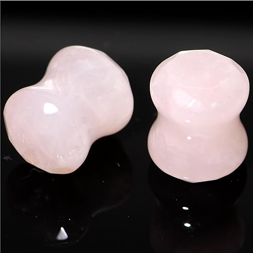 Vista 2 de Body Candy Calibre 00 Calibre Rosa Cuarzo Semiprecioso Piedra Facetada Doble Flare Ear Gauge Plug (1 Pieza), Piedra, natural, cuarzo rosa