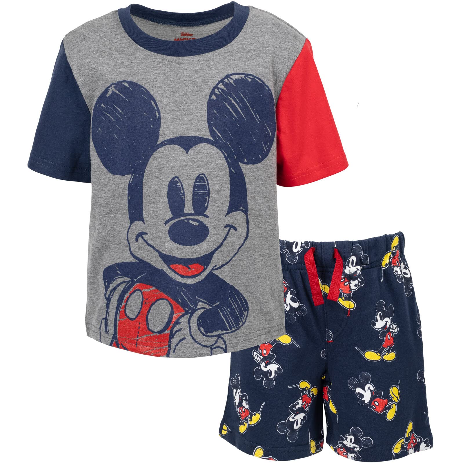 DisneyMickey Mouse Lion King Pixar Cars Pixar Toy Story French Terry T-Shirt and Shorts Outfit Set Toddler to Big Kid