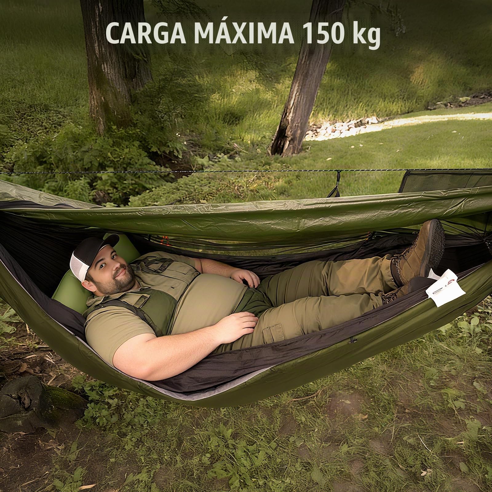 Night Cat Hamaca Jardin Colgante: Amaca con Mosquitera para 1 Persona con Toldo Impermeable Ligero para Camping Exterior