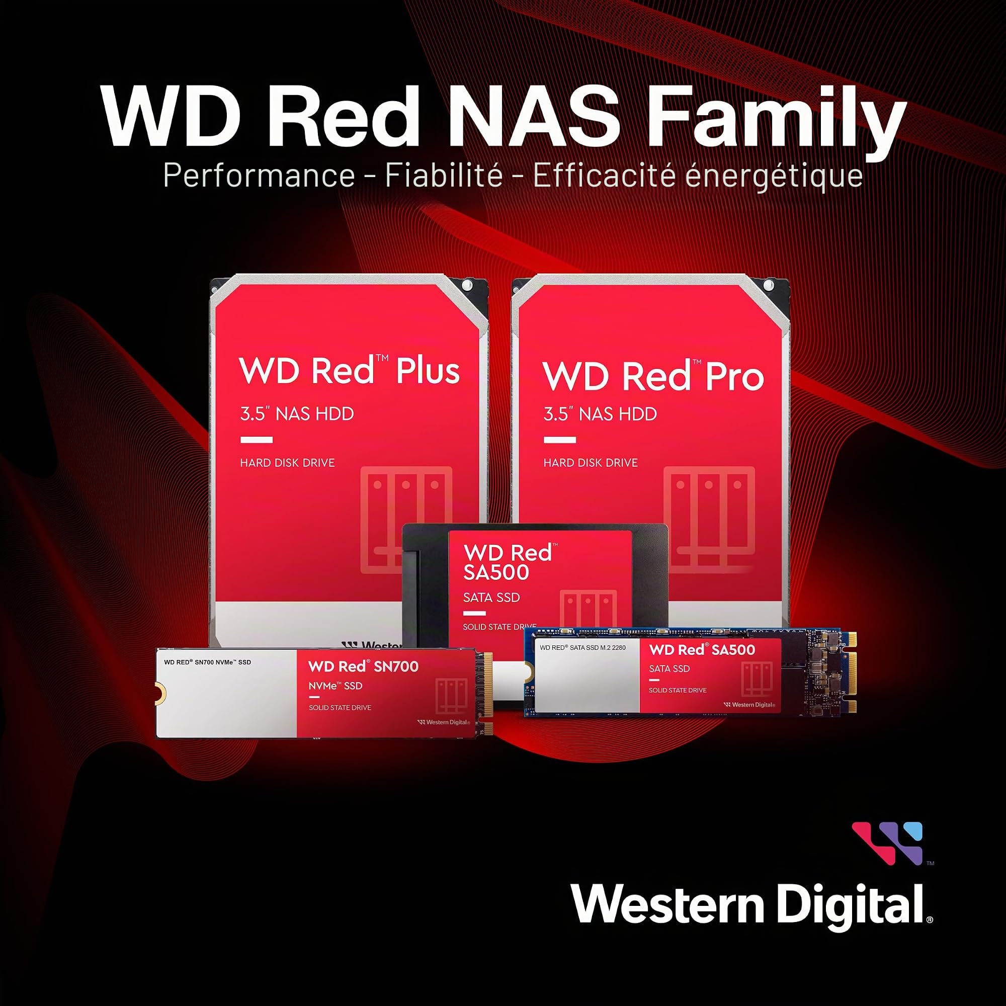 WD Red 4TB 3.0" NAS Disque dur interne - 5400 RPM Class, SATA 6 Gb/s, CMR, 64Mo Cache - WD40EFAX.