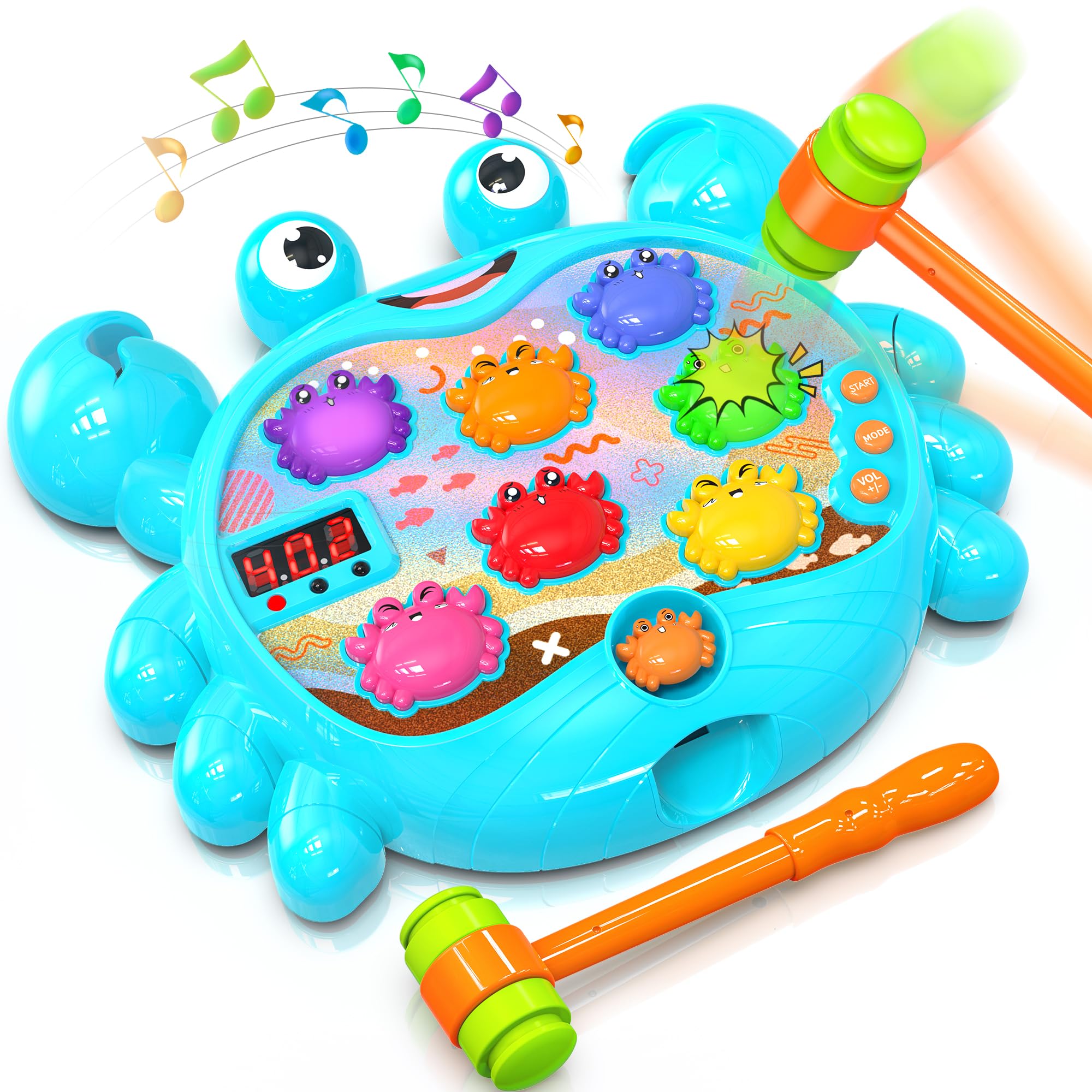 Hot Bee Spielzeug für 2 3 4 5 6 Jahre Alten Jungen Baby Spielzeug Kinderspielzeug für Kinder Frühes Lernen Whack A Krabbe Spiel für Kleinkinder mit Sound&Light Geburtstagsgeschenke Hämmern