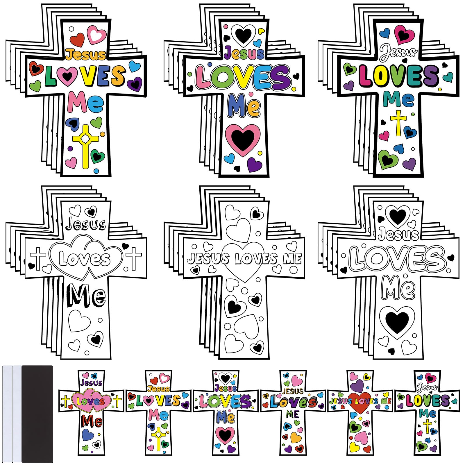 Saysurey 30 Sets Christian Valentines Day Crafts for Kids Religious Jesus Loves Me Color Your Own DIY Sunday School Craft Ornaments for Home Classroom