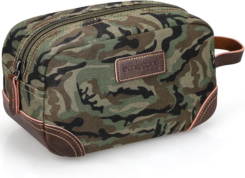 Necessaire de viagem emissary em lona e couro PU, modelo retangular, Camo-Green