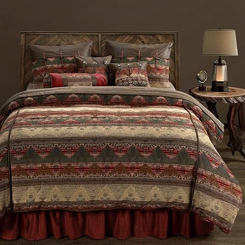 Miniatura 2 de Paseo Road by HiEnd Accents Sierra Western Bedding Juego de edredón de 7 piezas, ropa de cama Queen de gamuza sintética, ropa de cama jacquard