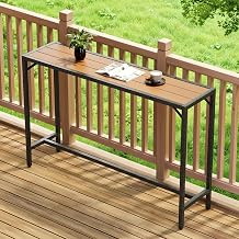TLSUNNY Outdoor Bar Table, 55" Patio Counter Height Table, High Top Furniture w/HDPE Top, E-Coating & Hammer-Finish Frame, Adjustable Foot, All Weather for Hot Tub,Balcony,Poolside,Kitchen