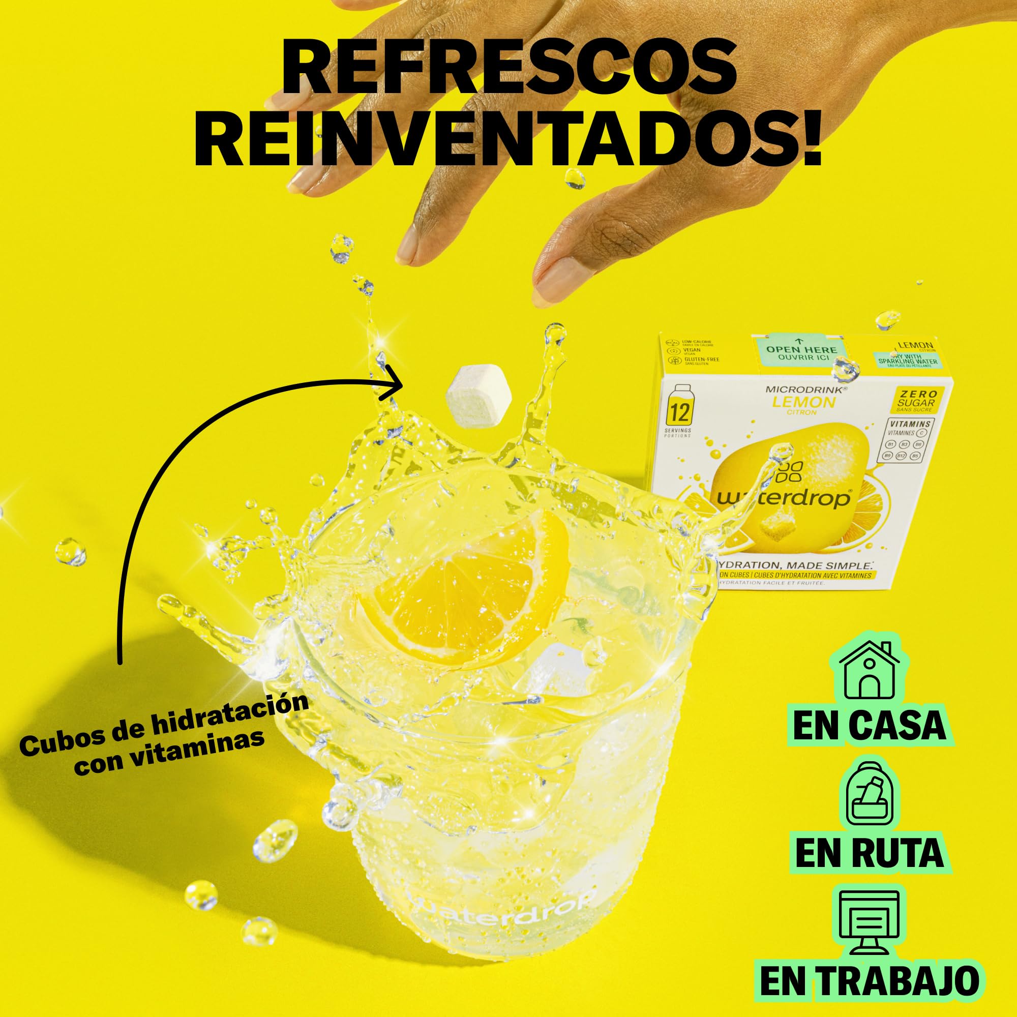 waterdrop® Mix Sabores de Frutas, 36 Pastillas Saborizantes Para Agua, Bebidas Sin Azúcar, Sabores Agua: Naranja, Limón, Pomelo, Refresco Instantaneo, Sobres
