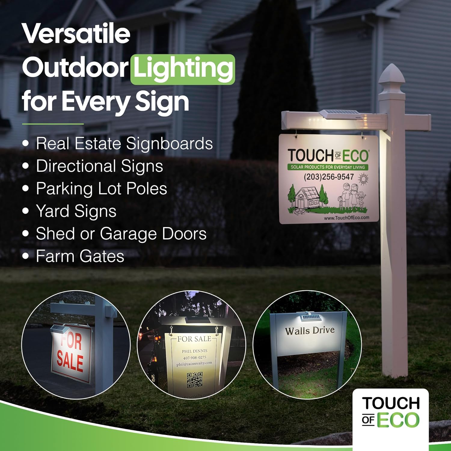 LITEAGENT PRO Solar LED Post Light Patented Angle Design for Real Estate & Business Signs, Upgraded 2025 Model with High Efficiency Solar Panel, Stainless Steel, No Drill Easy Install - Image 2