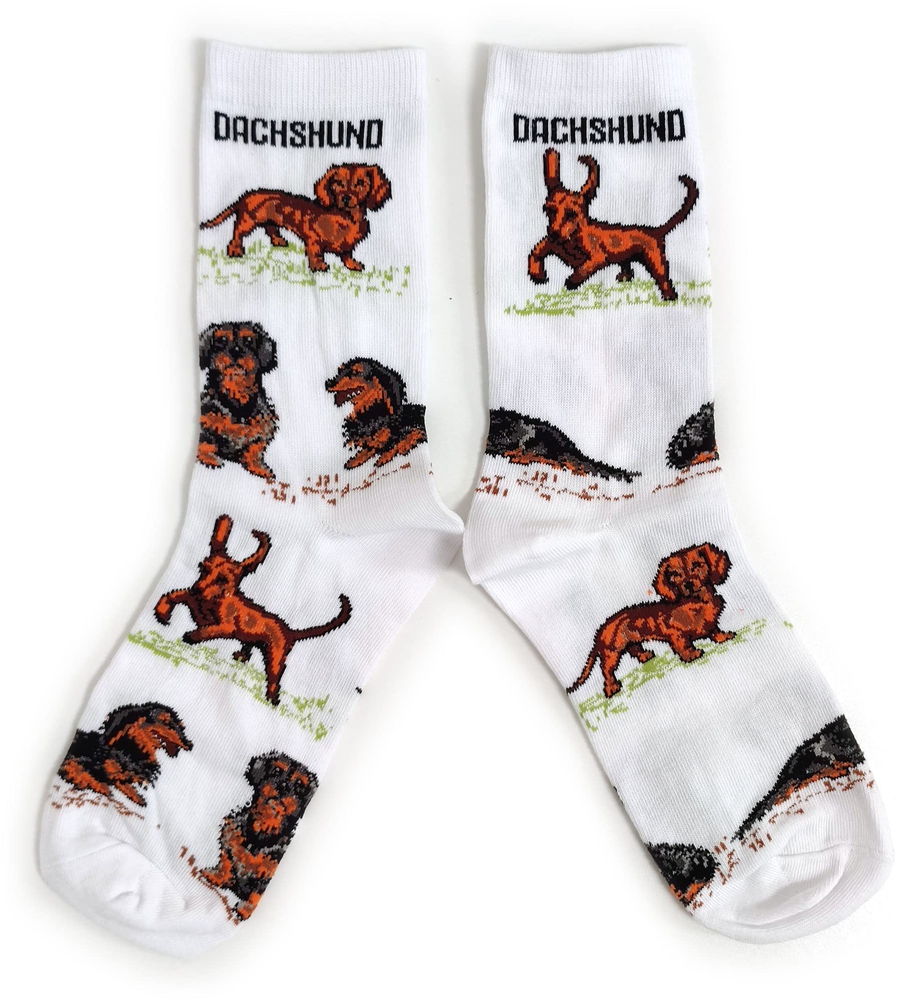 Sock Shack Women's White Tan Brown And Sable Dachshund Socks 4-8 Uk / 37-42 Eur / 6-10 Us