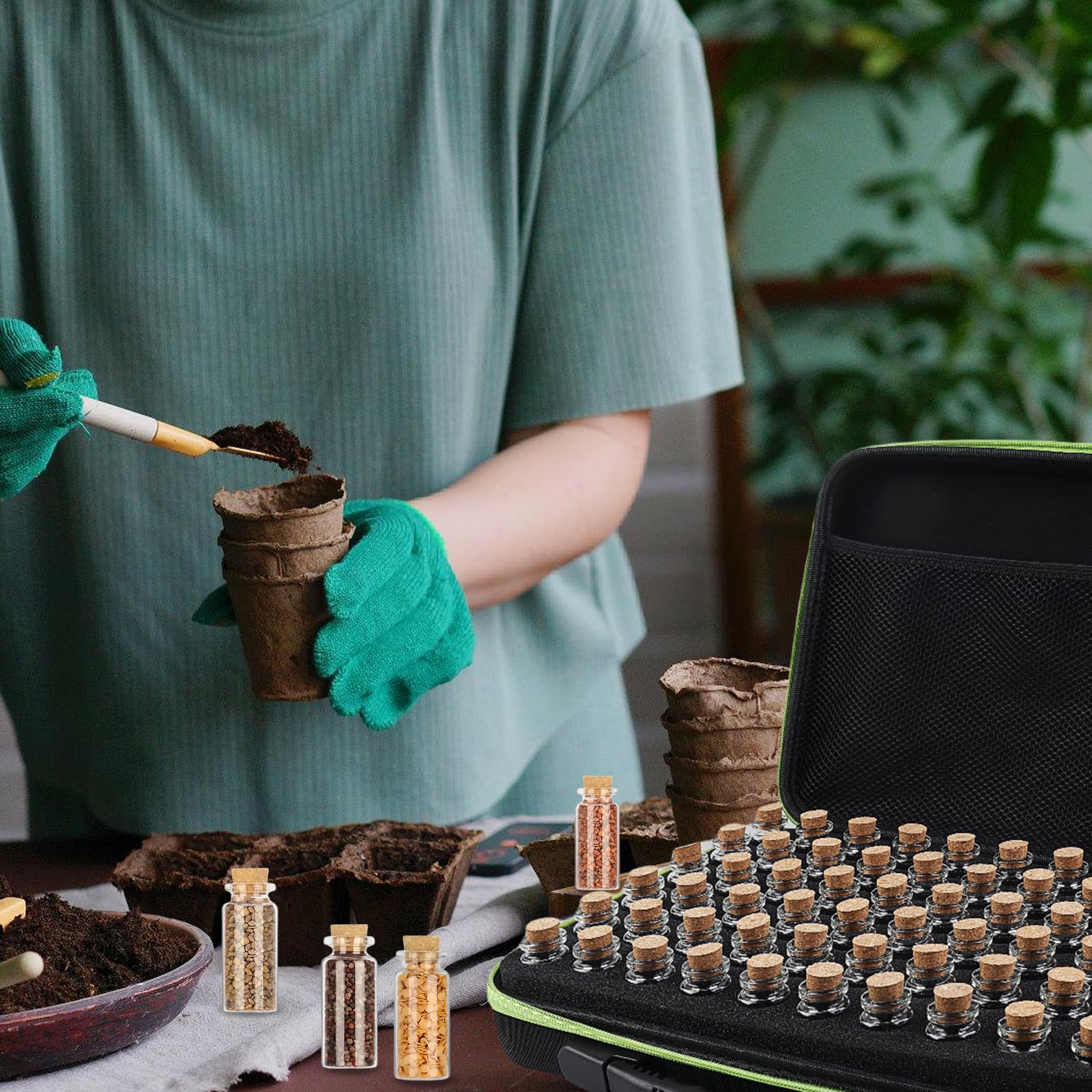 60 Grilles Boite À Graines, Boîte De Rangement De Graines, Boîte De Stockage De Graines Rangement Graine Potager Organisateur De Semences avec Entonnoir Autocollants Bouteilles pour Les Graines, DIY
