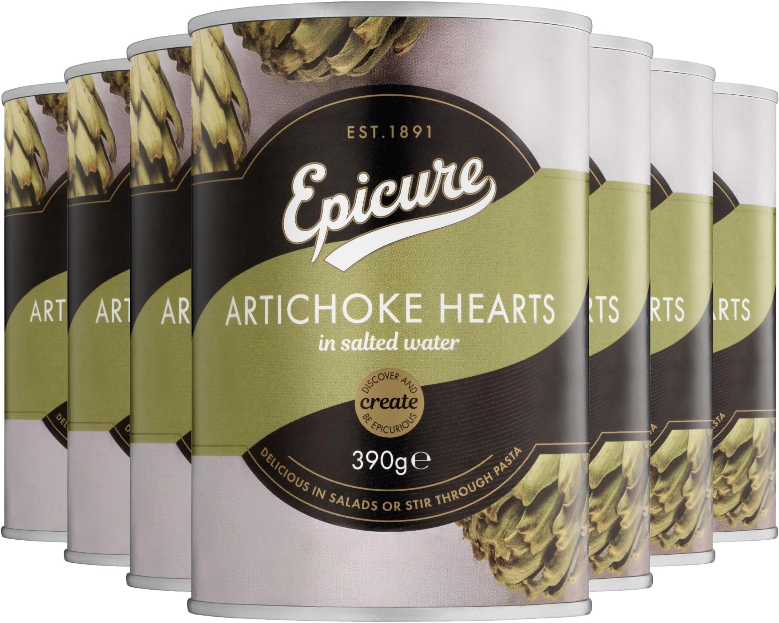 Tinned Artichoke Hearts in Salted Water, Perfect for Delicious Salads and Stir Through Pasta, 390 g (Pack of 12)