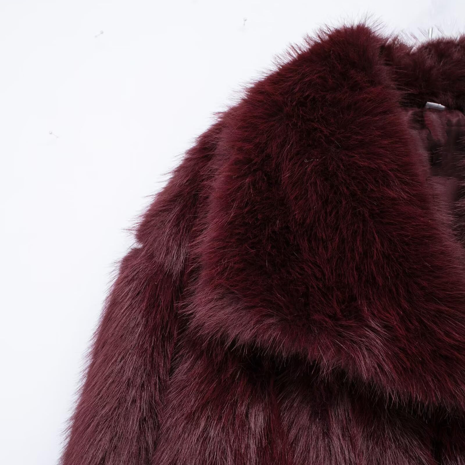 Giacca corta da donna in finta pelliccia a pelo lungo, con maniche lunghe e bottoni, calda, invernale, con tasche
