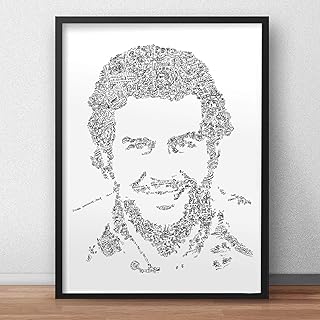 Pablo Escobar print with doodles inside the portrait | Plenty of details about the Dealer and leader of The Medellin Cartel Don Pablo hard to find gift black and white illustration art poster