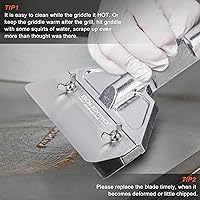 Vista 3 de Rascador de parrilla con 7 cuchillas y raspador de parrilla de borde inclinado pequeño, accesorios de parrilla de aluminio fundido resistente