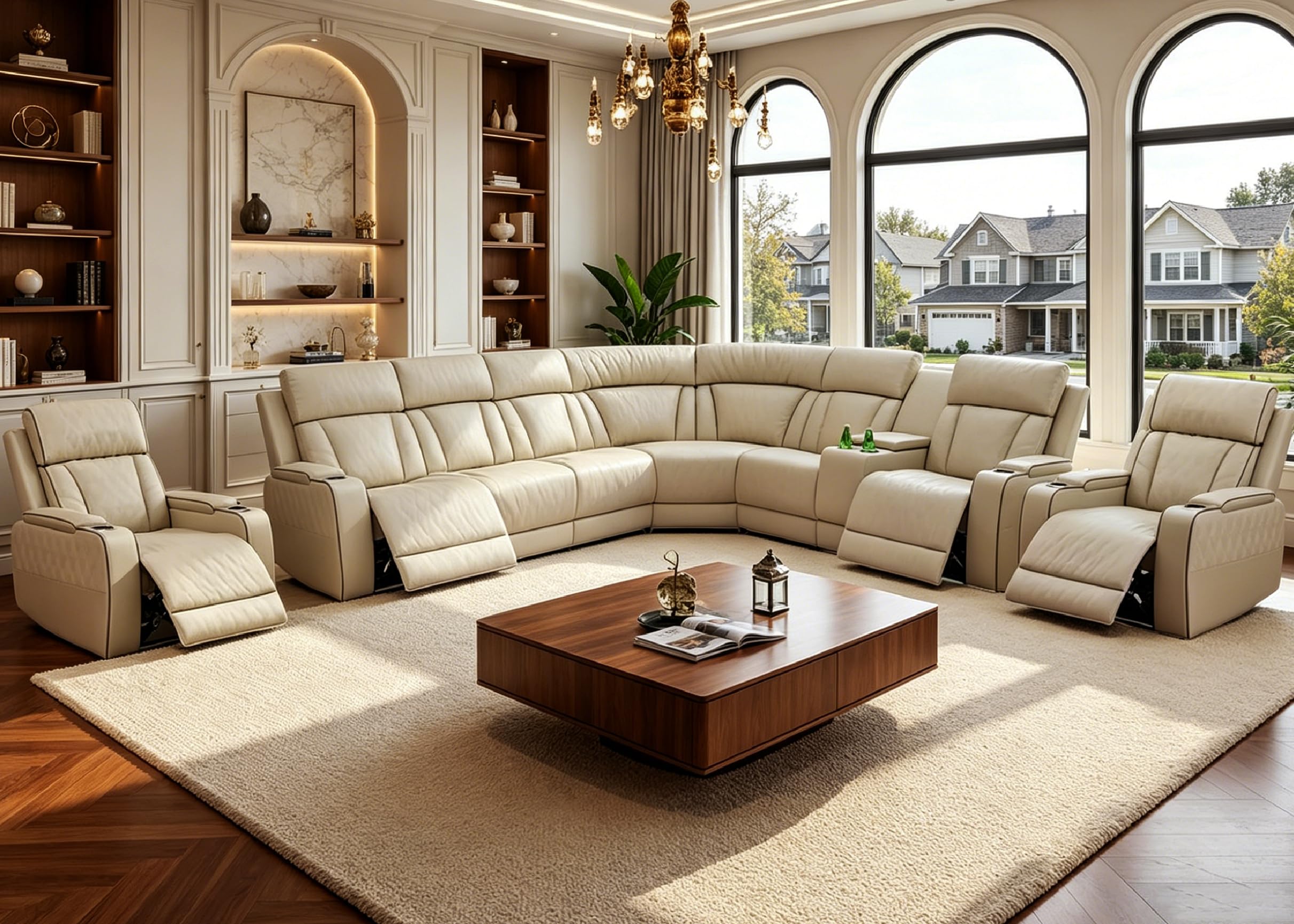 Beige / Sectional+2Chair